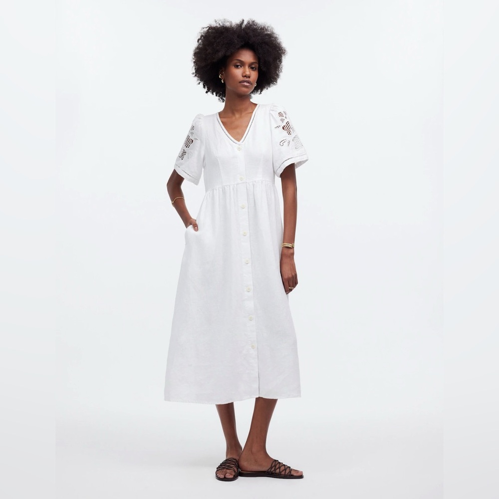 Madewell White Eyelet Short-Sleeve Maxi Dress